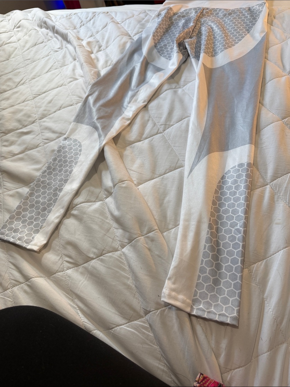 Seamless Light Gray & White Patterned Leggings - Women's Shapewear